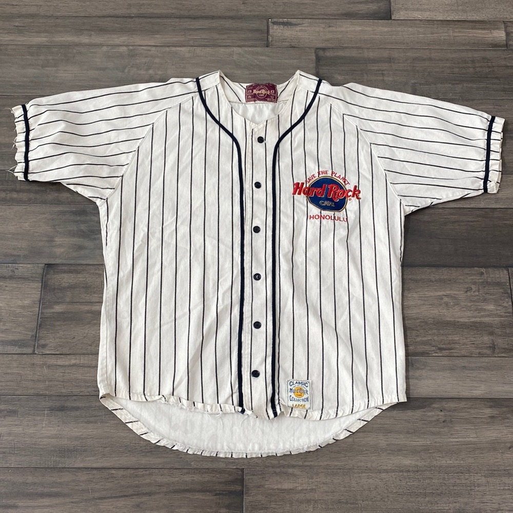 Vintage Hard Rock Cafe Honolulu Classic‎ Collection Pinstripe Baseball Jersey